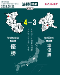 夏の甲子園MOJIMAP 決勝 結果
智辯和歌山×健大高崎